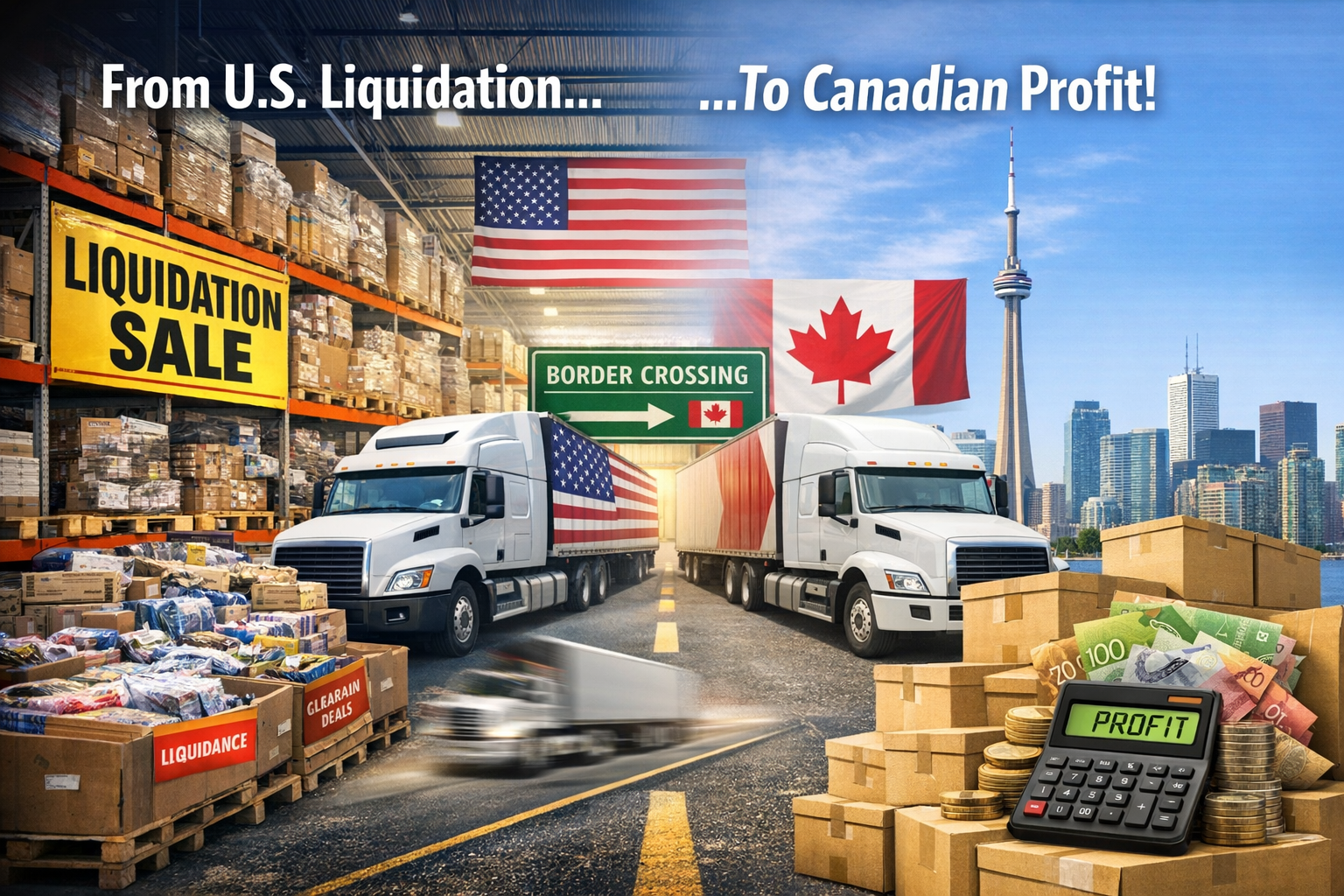 U.S. liquidation inventory pallets shipped from the United States to Canada